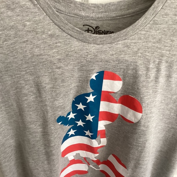 Unisex Disney Mickey Mouse Flag Graphic Tee Gray Size XL - Picture 2 of 5